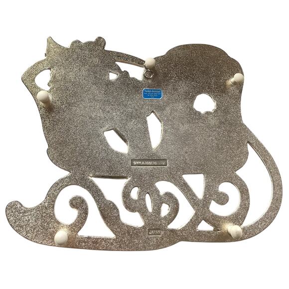 Vtg. Wm. A. Rogers Oneida Christmas Holiday Sleigh Trivet Silverplate Enamel - Picture 3 of 6